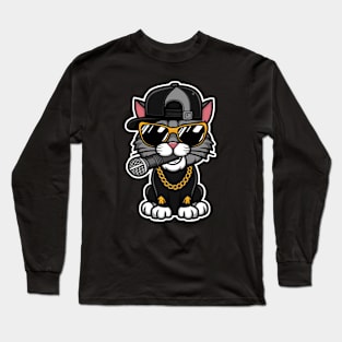 Hip Hop Cat Breaks the Rooftop Long Sleeve T-Shirt